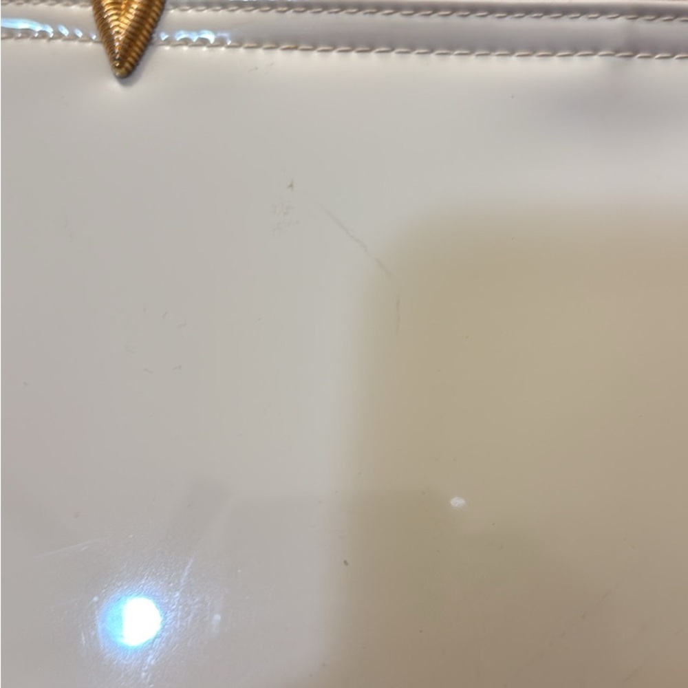 Vintage Rectangular Off White Shoulder Handbag/Pu… - image 8